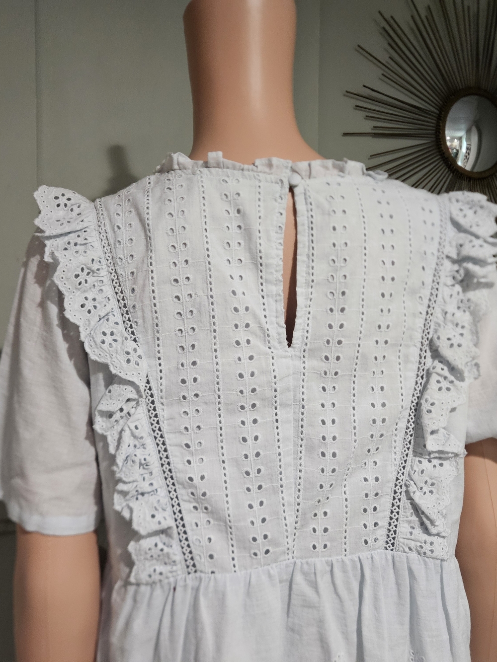 Light Blue Eyelet Ruffle Short Dress - Women's - Picture 10 of 16